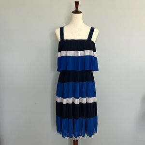 Michael Kors Striped Tiered Pleated Chiffon‎ Sun Dress Size 6 EUC